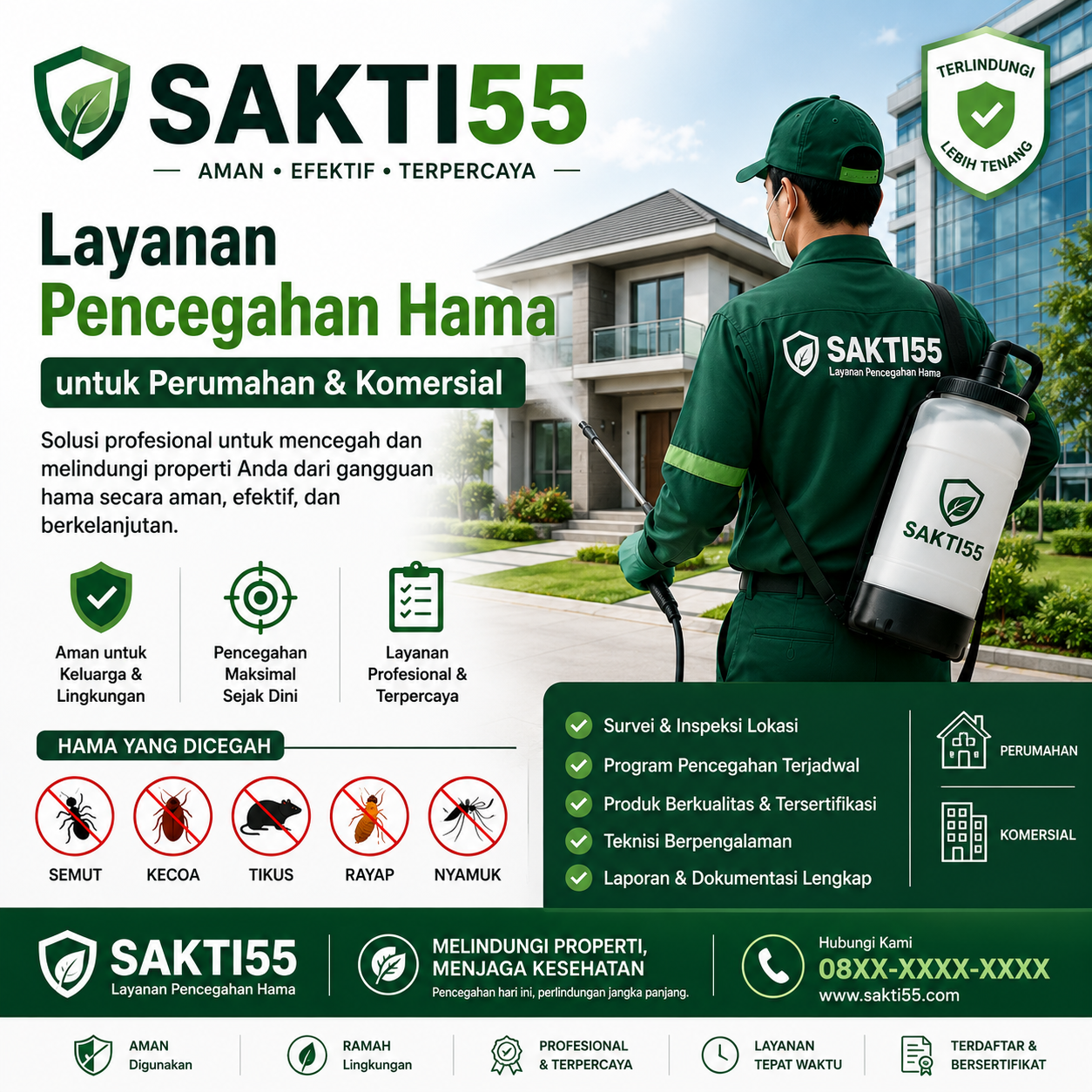 SAKTI55 | Layanan Pencegahan Hama untuk Perumahan & Komersial